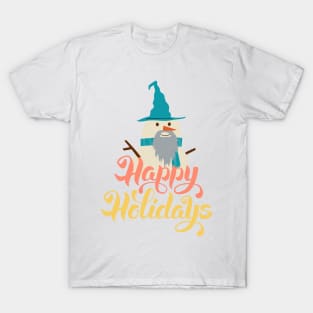 Happy Holidays - Wizard Snowman - Fantasy T-Shirt